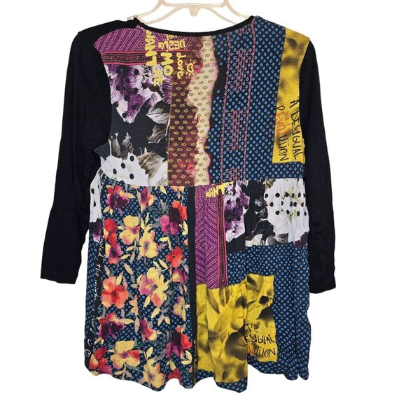 Desigual top size M patchwork Lindsey top printed multicoloured - Bohemian Styl - Picture 2 of 4